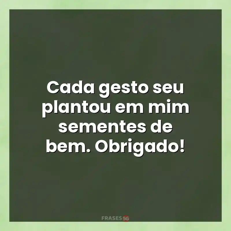 Mensagens para status: Cada gesto seu plantou em mim sementes de bem. Obrigado!