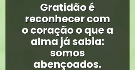Gratidão é reconhecer com o coração o que a alma já sabia: somos abençoados.