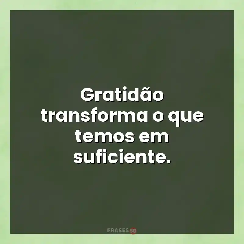 Mensagens para compartilhar: Gratidão transforma o que temos em suficiente.