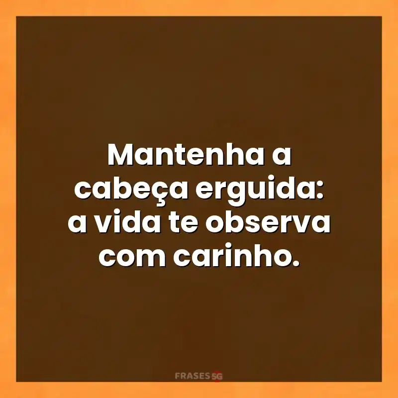 Frases de efeito com mensagens: Mantenha a cabeça erguida: a vida te observa com carinho.