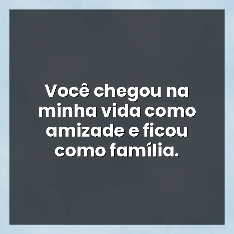 Melhores mensagens: Você chegou na minha vida como amizade e ficou como família.